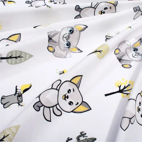 Παπλωματοθήκη Εμπριμέ kids Baby Foxes 595 160X240 White-Grey 100%  Cotton