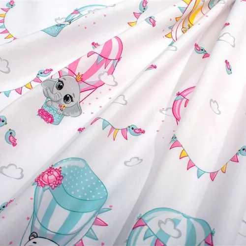 Σεντονάκι Λίκνου bebe The Floating Zoo 597 80X110 White-Pink 100%  Cotton