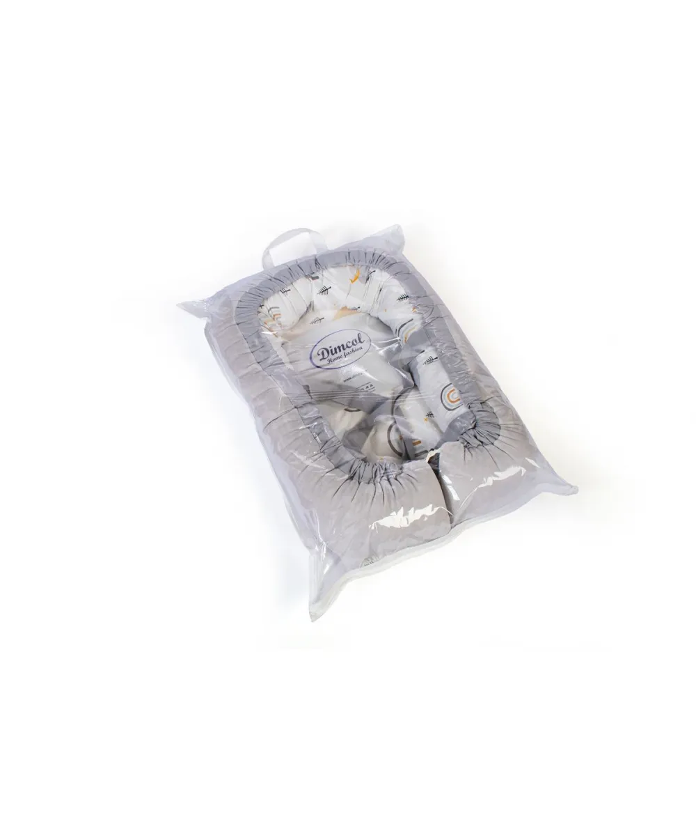 Φωλιά Ύπνου bebe Rainbow 01 85x60x15 White-Grey 100%  Cotton