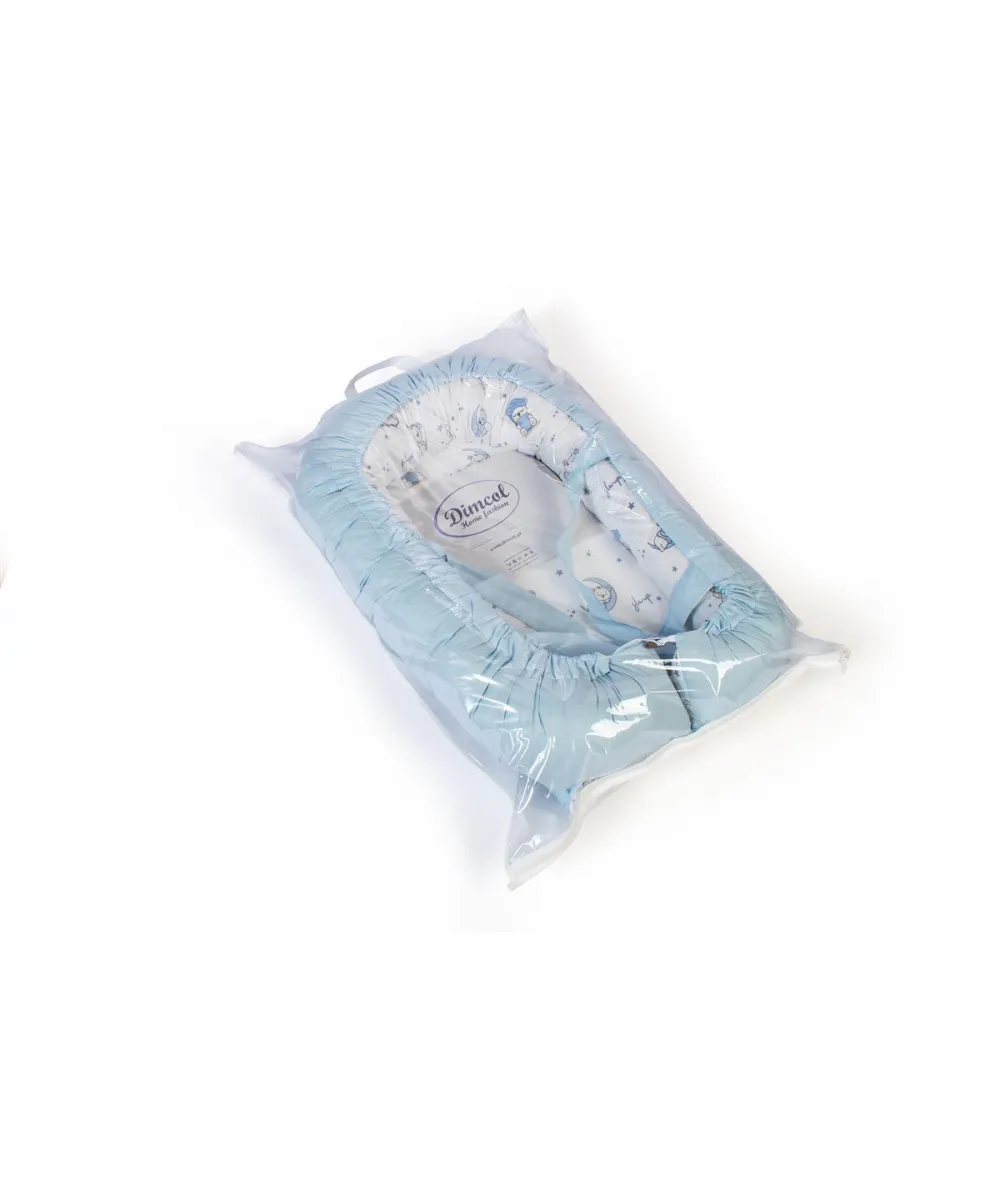 Φωλιά Ύπνου bebe Bear-s Nest 03 85x60x15 White-Sky Blue 100%  Cotton