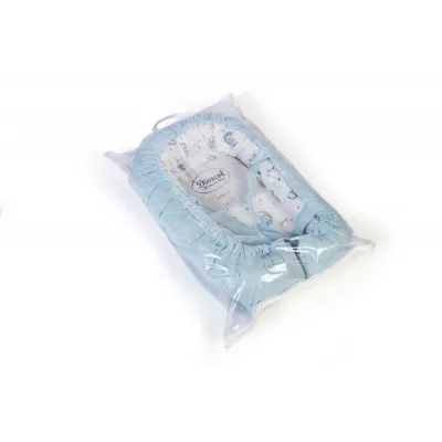 Φωλιά Ύπνου bebe Bear-s Nest 03 85x60x15 White-Sky Blue 100%  Cotton