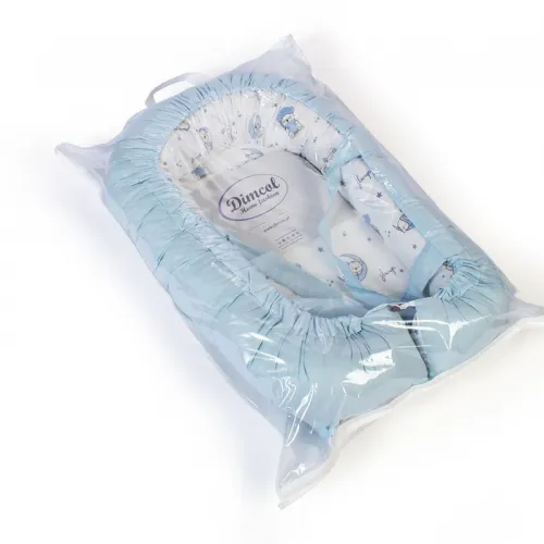 Φωλιά Ύπνου bebe Bear-s Nest 03 85x60x15 White-Sky Blue 100%  Cotton