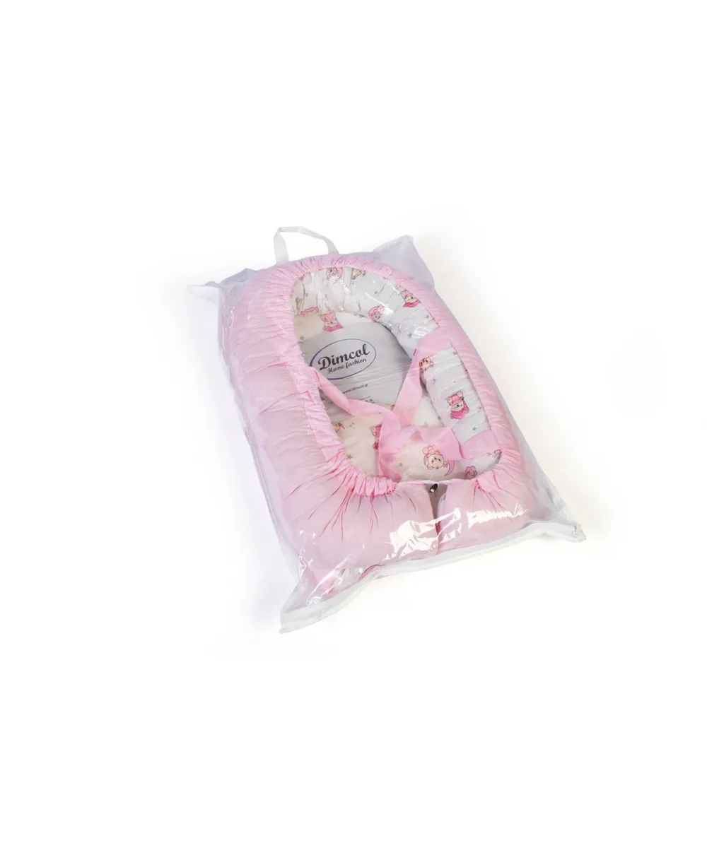 Φωλιά Ύπνου bebe Bear-s Nest 04 85x60x15 White-Pink 100%  Cotton