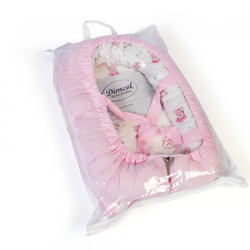 Φωλιά Ύπνου bebe Bear-s Nest 04 85x60x15 White-Pink 100%  Cotton