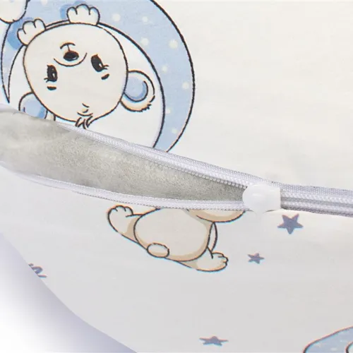 Μαξιλάρι Εγκυμοσύνης - Θηλασμού 2 σε 1 bebe Bear-s Nest 03 155x35x20 White-Sky Blue 100%  Cotton