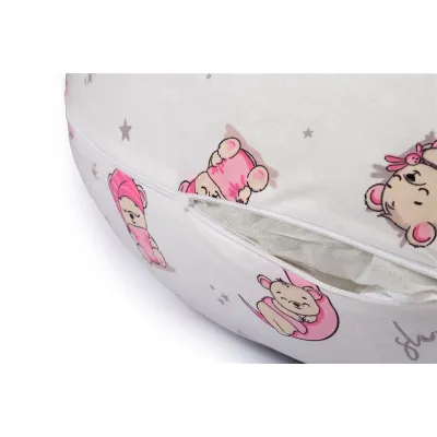 Μαξιλάρι Εγκυμοσύνης - Θηλασμού 2 σε 1 bebe Bear-s Nest 04 155x35x20 White-Pink 100%  Cotton