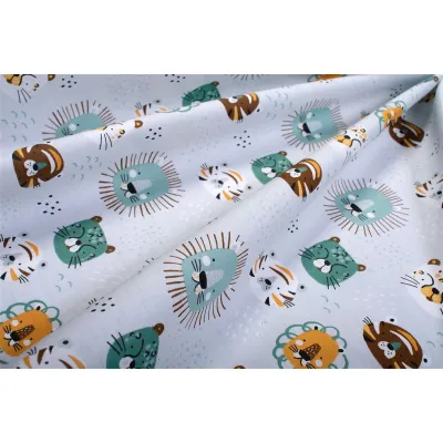 Παπλωματοθήκη Εμπριμέ kids Big Cats 28 160X240 Light Aqua 100%  Cotton