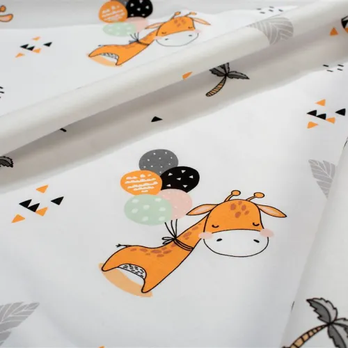 Κατωσέντονο Με Λάστιχο bebe Giraffe 599 0,70X1,40X0,15 White-Orange 100%  Cotton