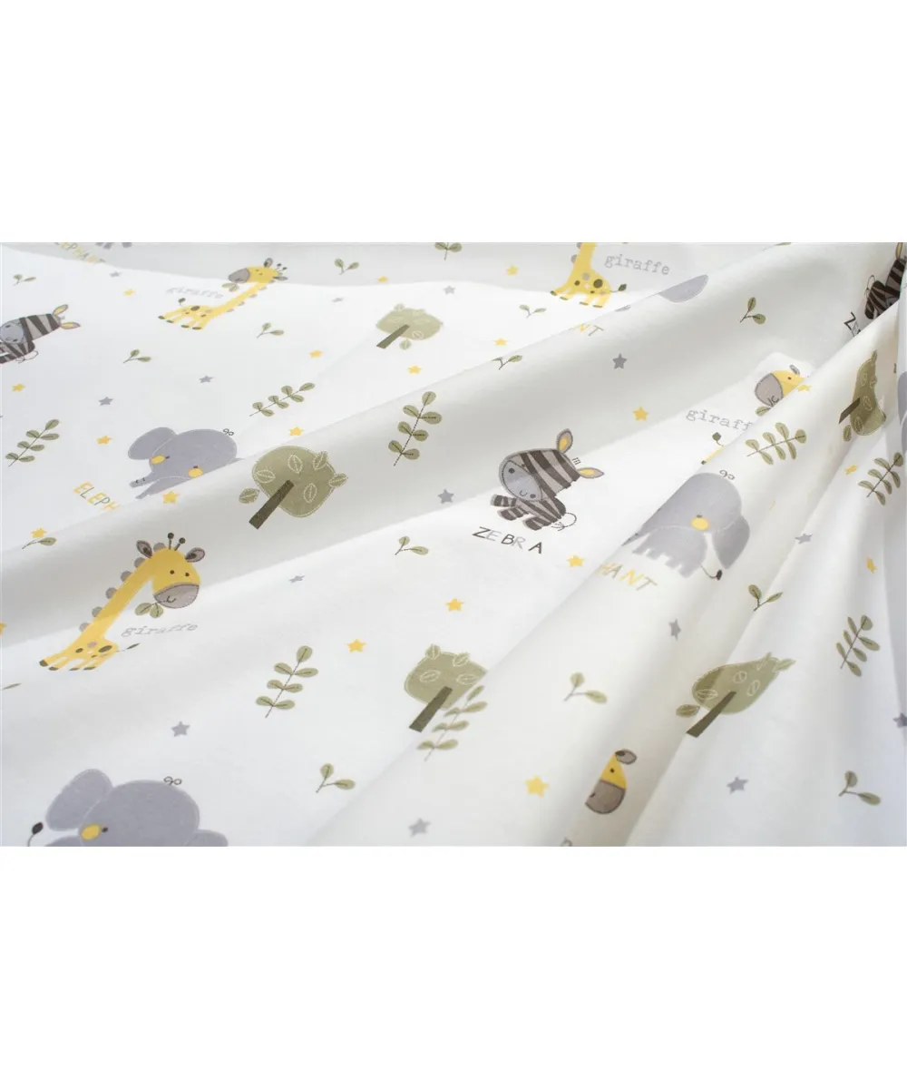 Κατωσέντονο Με Λάστιχο bebe Happy Safari 713 0,70X1,40X0,15 White-Grey 100%  Cotton
