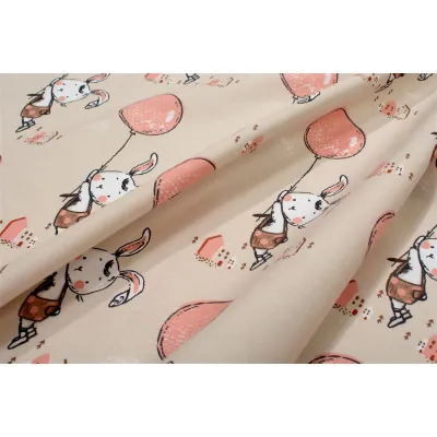 Κατωσέντονο Με Λάστιχο bebe Floating Bunny 714 0,70X1,40X0,15 Beige-Salmon 100%  Cotton
