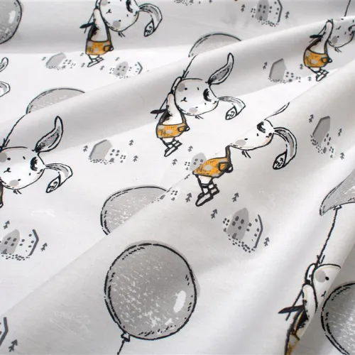 Κατωσέντονο Με Λάστιχο bebe Floating Bunny 715 0,70X1,40X0,15 Grey 100%  Cotton
