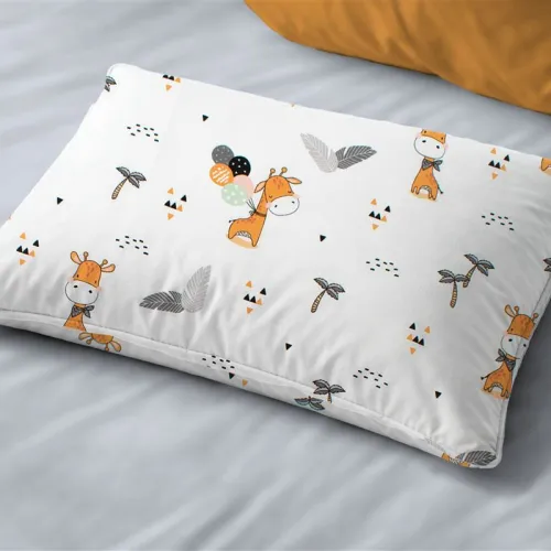 Μαξιλαροθήκη Εμπριμέ bebe Giraffe 599 35X45 White-Orange 100%  Cotton