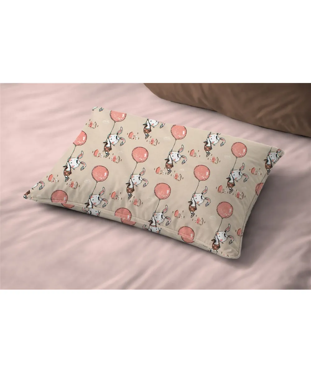 Μαξιλαροθήκη Εμπριμέ bebe Floating Bunny 714 35X45 Beige-Salmon 100%  Cotton