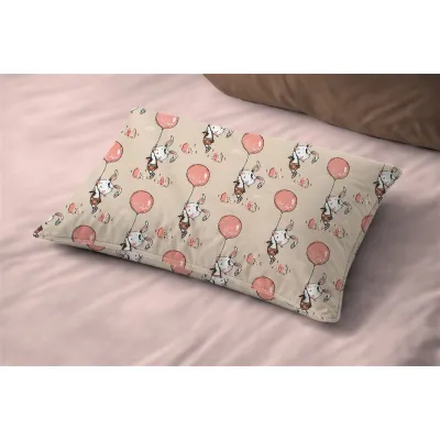 Μαξιλαροθήκη Εμπριμέ bebe Floating Bunny 714 35X45 Beige-Salmon 100%  Cotton