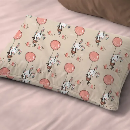Μαξιλαροθήκη Εμπριμέ bebe Floating Bunny 714 35X45 Beige-Salmon 100%  Cotton