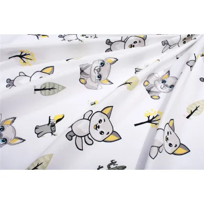 Πάνα Χασέ bebe Baby Foxes 595 80X80 White-Grey 100%  Cotton