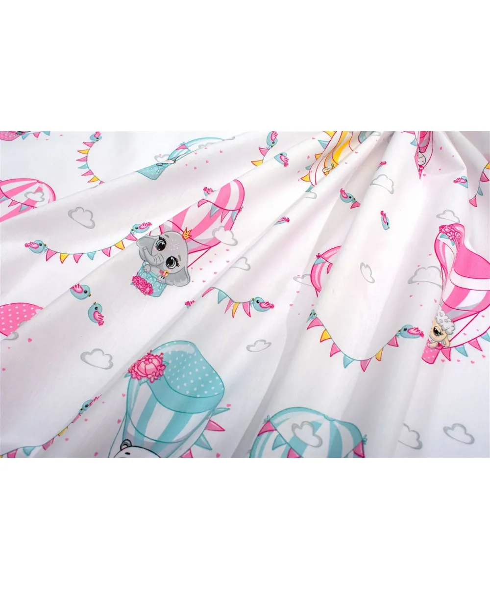 Πάνα Χασέ bebe The Floating Zoo 597 80X80 White-Pink 100%  Cotton