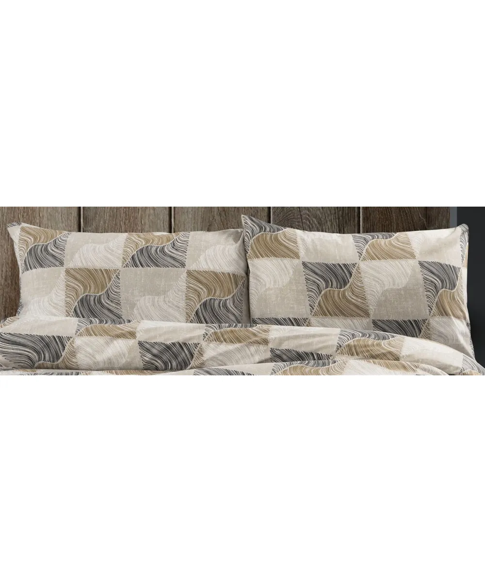 Μαξιλαροθήκη Εμπριμέ Κλεοπάτρα 609 50X70 Beige-Black 70/30 Cott/Pol