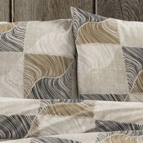 Μαξιλαροθήκη Εμπριμέ Κλεοπάτρα 609 50X70 Beige-Black 70/30 Cott/Pol