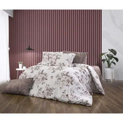 Παπλωματοθήκη Εμπριμέ Βερονίκη 488 160X240 White-Mocha 70/30 Cott/Pol