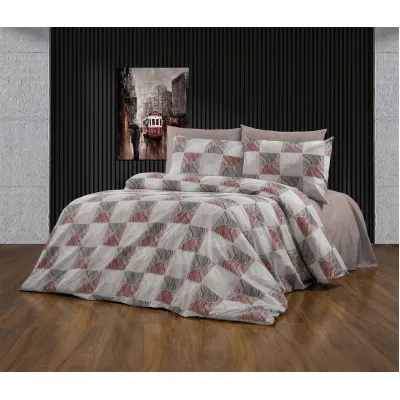 Παπλωματοθήκη Εμπριμέ Κλεοπάτρα 611 160X240 Red-Black 70/30 Cott/Pol