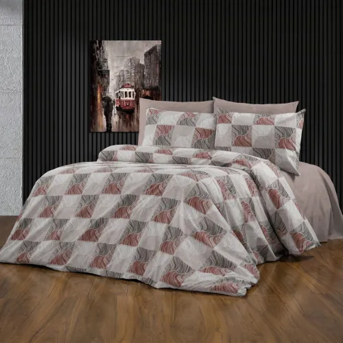 Σεντόνια Εμπριμέ Σετ 4 τεμ Κλεοπάτρα 611 220X240 Red-Black 70/30 Cott/Pol