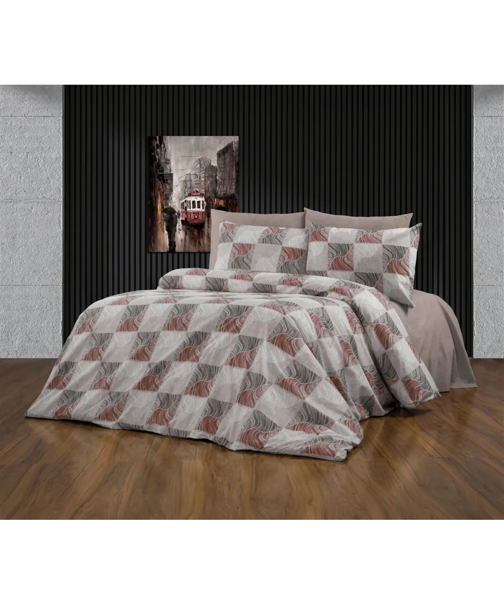 Σεντόνια Εμπριμέ Σετ 4 τεμ Κλεοπάτρα 611 240X270 Red-Black 70/30 Cott/Pol