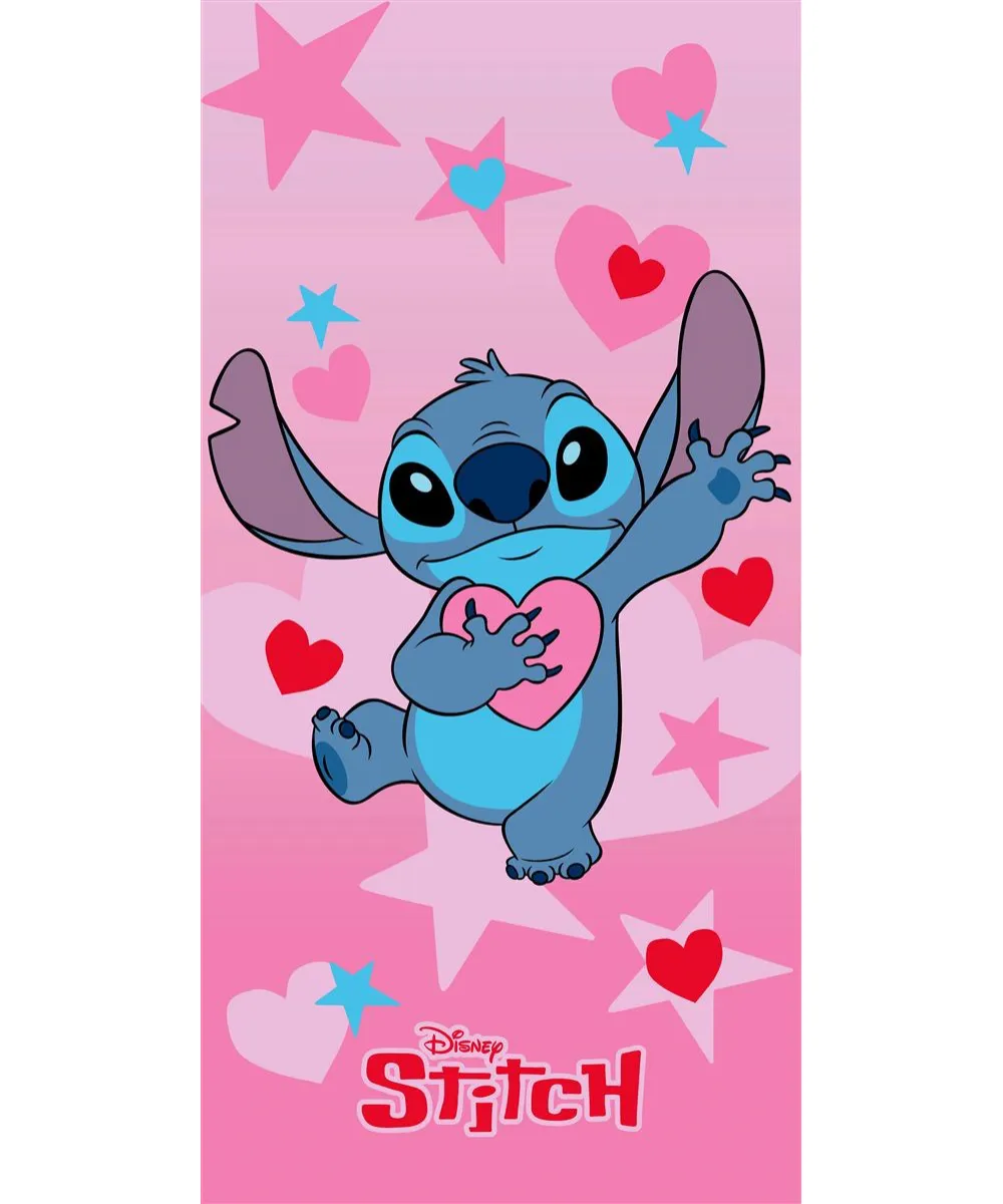 Πετσέτα Θαλάσσης Quick Dry Disney Home Lilo & Stitch 085 70X140 Baby Pink 100%  Microfiber