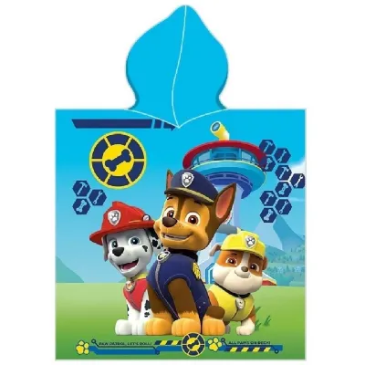 Πόντσο Θαλάσσης Quick Dry Nickelodeon Paw Patrol 203 50X100 Sky Blue 100%  Microfiber