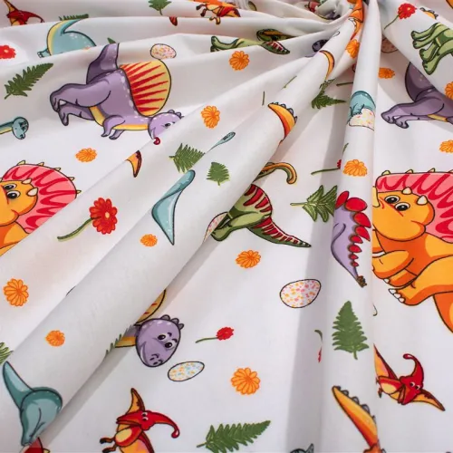 Σεντονάκι Λίκνου bebe Dinosaur 520 80x110 White-Orange 100%  Cotton