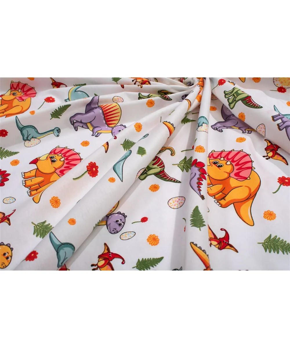 Κατωσέντονο Με Λάστιχο bebe Dinosaur 520 0,70x1,40x0,15 White-Orange 100%  Cotton