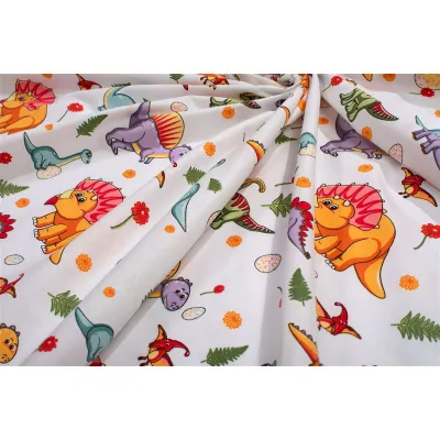 Κατωσέντονο Με Λάστιχο bebe Dinosaur 520 0,70x1,40x0,15 White-Orange 100%  Cotton