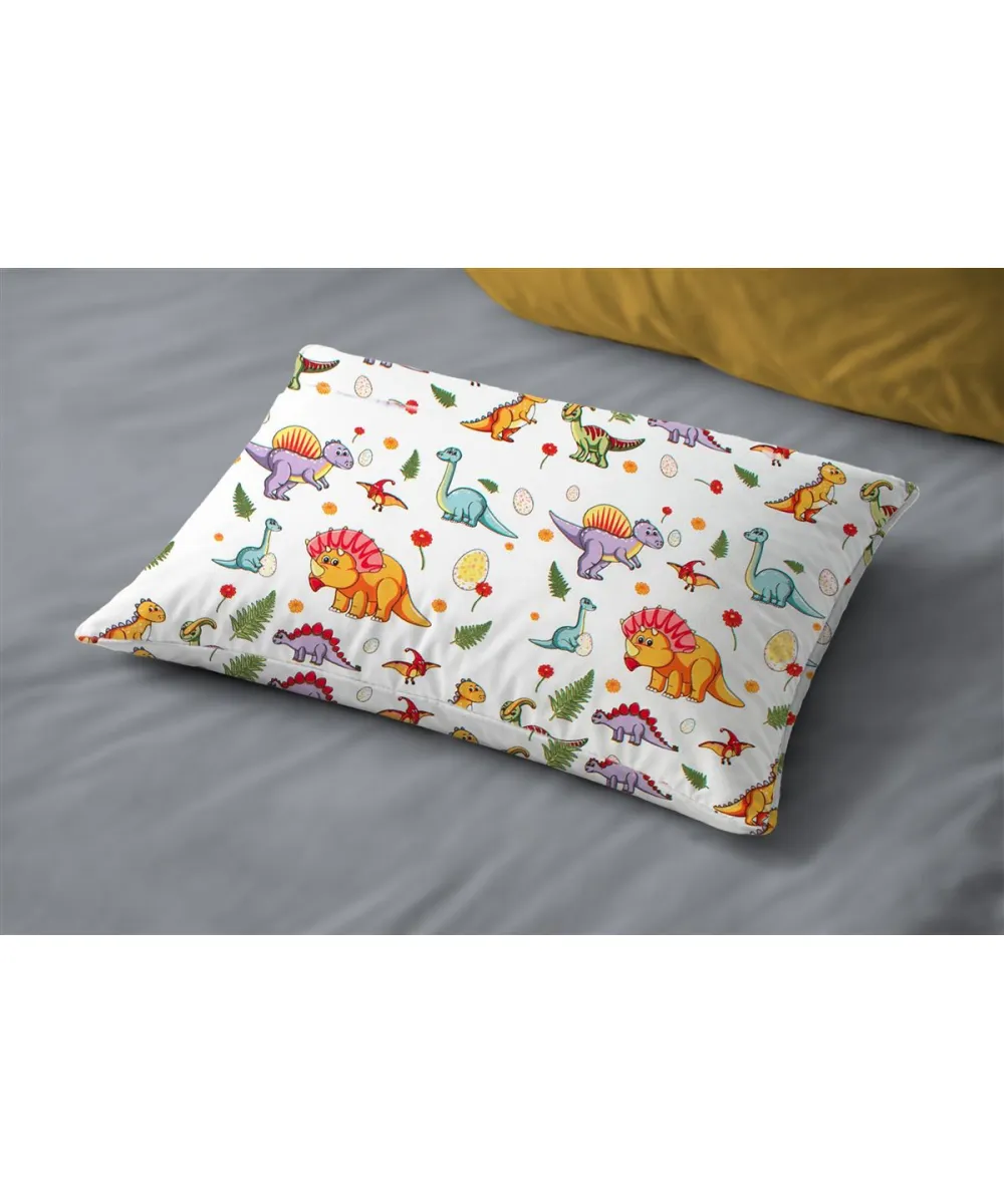 Μαξιλαροθήκη Εμπριμέ bebe Dinosaur 520 35x45 White-Orange 100%  Cotton