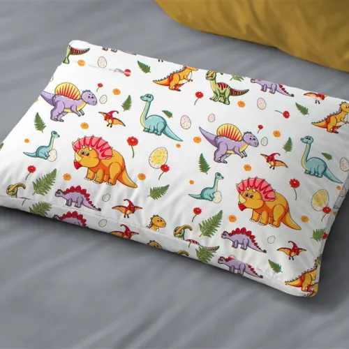 Μαξιλαροθήκη Εμπριμέ bebe Dinosaur 520 35x45 White-Orange 100%  Cotton