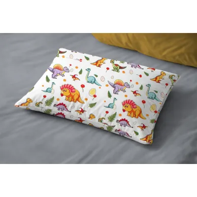 Μαξιλαροθήκη Εμπριμέ kids Dinosaur 520 50x70 White-Orange 100%  Cotton