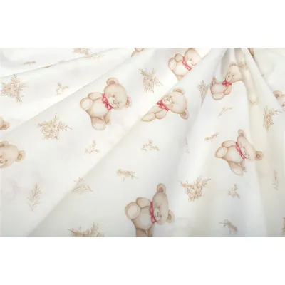Παπλωματοθήκη Εμπριμέ kids Newborn Bear 716 160x240 White-Beige 100%  Cotton