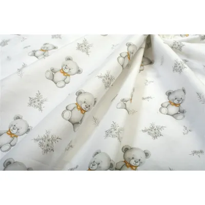 Παπλωματοθήκη Εμπριμέ kids Newborn Bear 717 160x240 White-Grey 100%  Cotton
