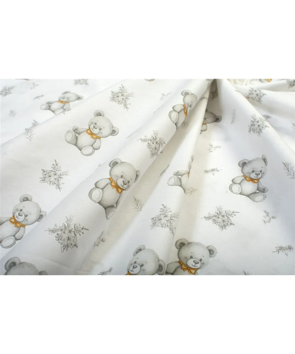 Σεντονάκι Λίκνου bebe Newborn Bear 717 80x110 White-Grey 100%  Cotton