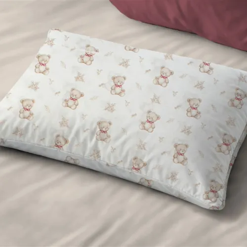 Μαξιλαροθήκη Εμπριμέ kids Newborn Bear 716 50x70 White-Beige 100%  Cotton