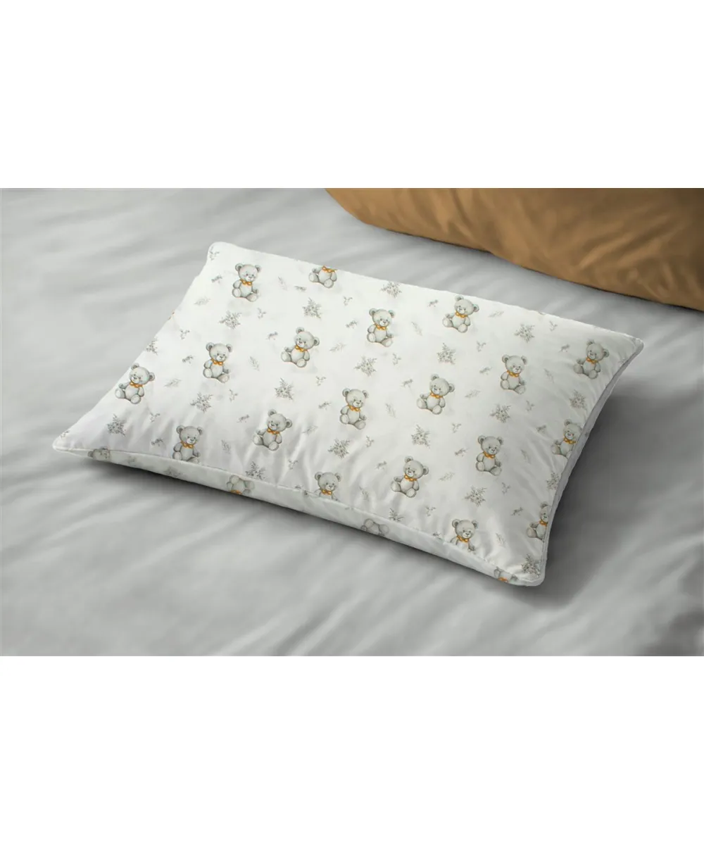 Μαξιλαροθήκη Εμπριμέ kids Newborn Bear 717 50x70 White-Grey 100%  Cotton