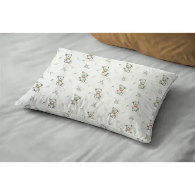 Μαξιλαροθήκη Εμπριμέ kids Newborn Bear 717 50x70 White-Grey 100%  Cotton
