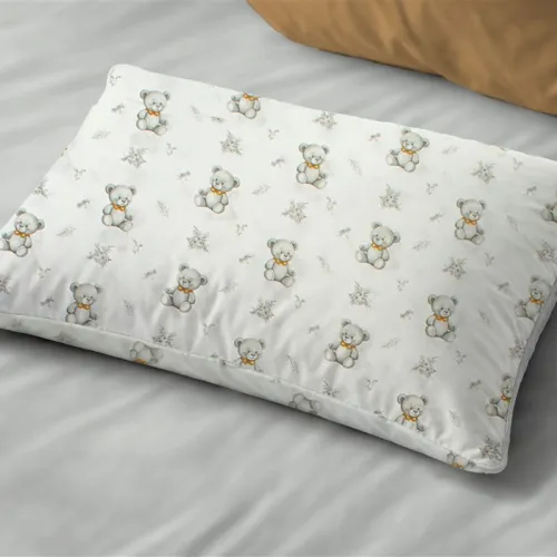 Μαξιλαροθήκη Εμπριμέ kids Newborn Bear 717 50x70 White-Grey 100%  Cotton