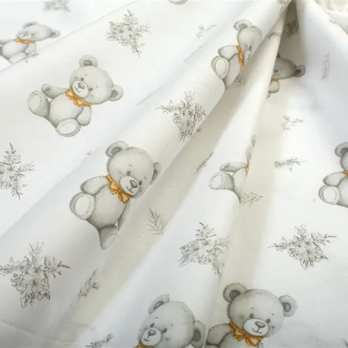 Παπλωματοθήκη Εμπριμέ bebe Newborn Bear 717 120x160 White-Grey 100%  Cotton
