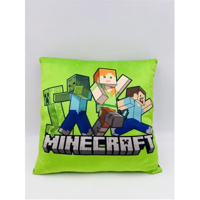 Βελούδινο Μαξιλάρι Mojang Minecraft 607 38X38 Light Green-Black 100%  Velboa
