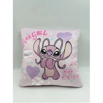 Βελούδινο Μαξιλάρι Disney Home Stitch & Angel 614 38X38 Baby Pink 100%  Velboa
