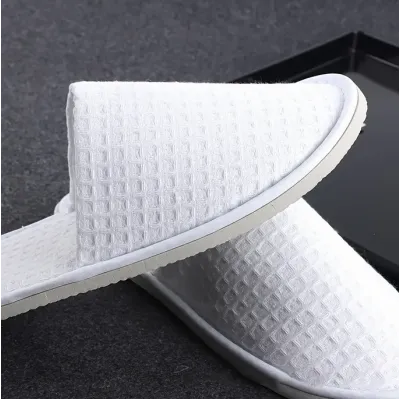 Ζεύγος Παντόφλες Πικέ WAFFLE LINE Λευκή - Polyfabric Κλειστή - Πικέ Πάχους 6mm