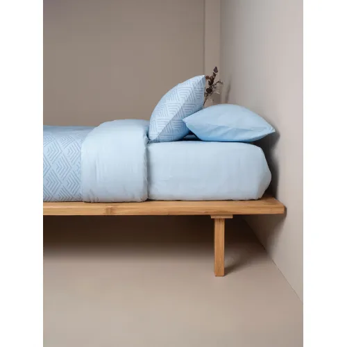Σετ Σεντόνια Cotton Feelings 2048 Blue Διπλό με λάστιχο (150x205 30)