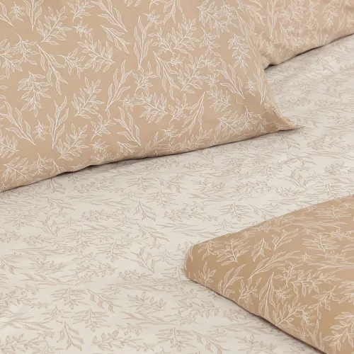 Σετ Σεντόνια Cotton Feelings 2052 Beige Μονό με λάστιχο(105x205 30)