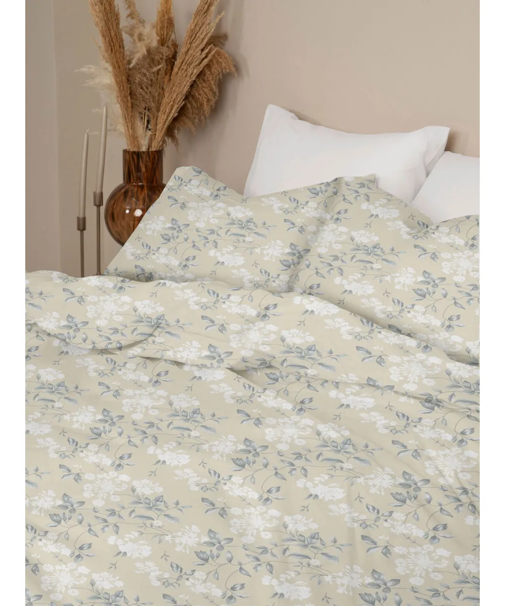 Σετ Σεντόνια Menta Εμπριμέ 360 Beige Υπέρδιπλο (220x250)