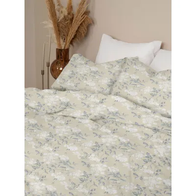 Σετ Σεντόνια Menta Εμπριμέ 360 Beige Υπέρδιπλο (220x250)